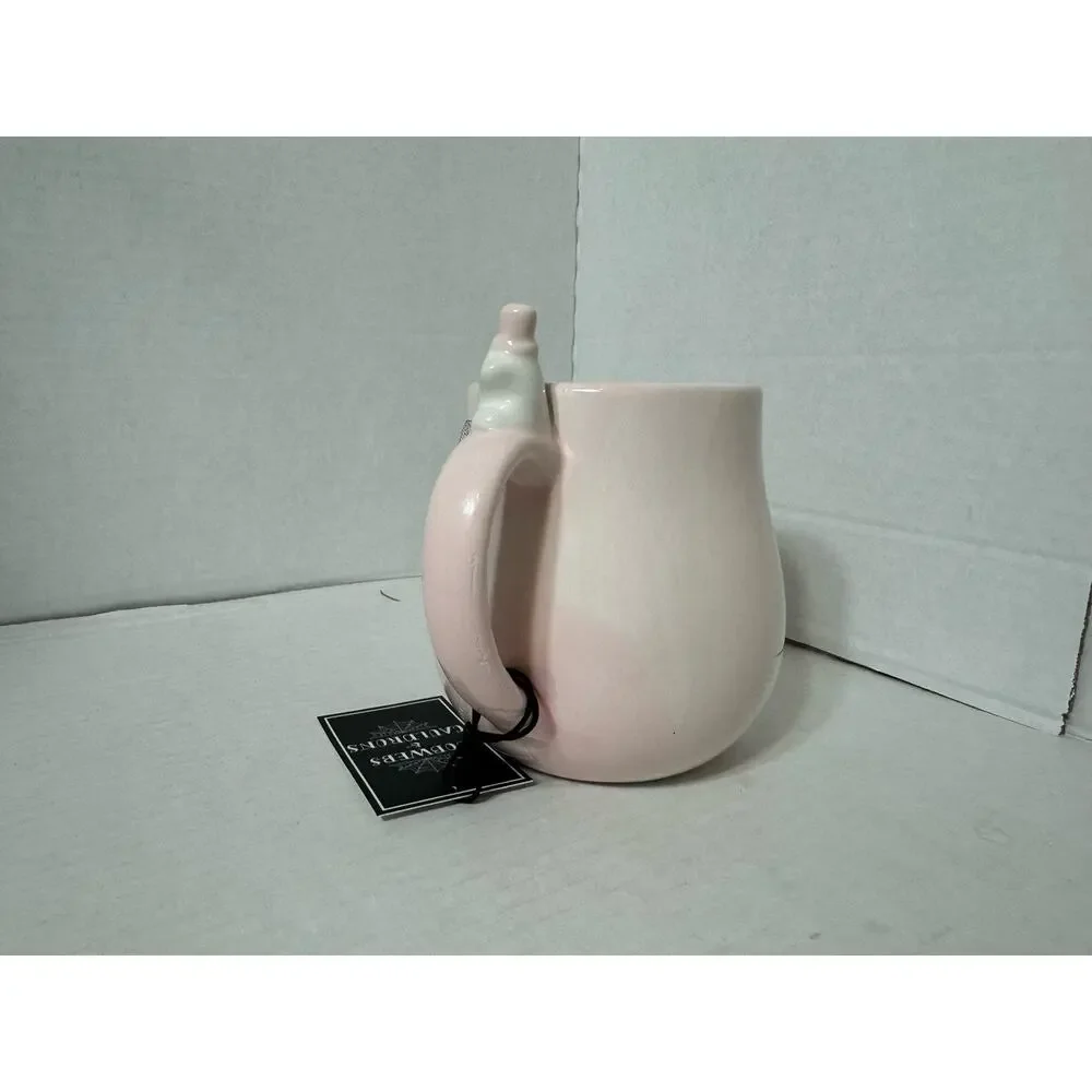 Cobwebs and Cauldrons Hand Painted Ghost Coffee Mug Pink Halloween
